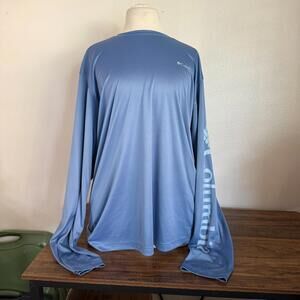 Columbia Long Sleeve Performance Fishing Shirt Blue Large